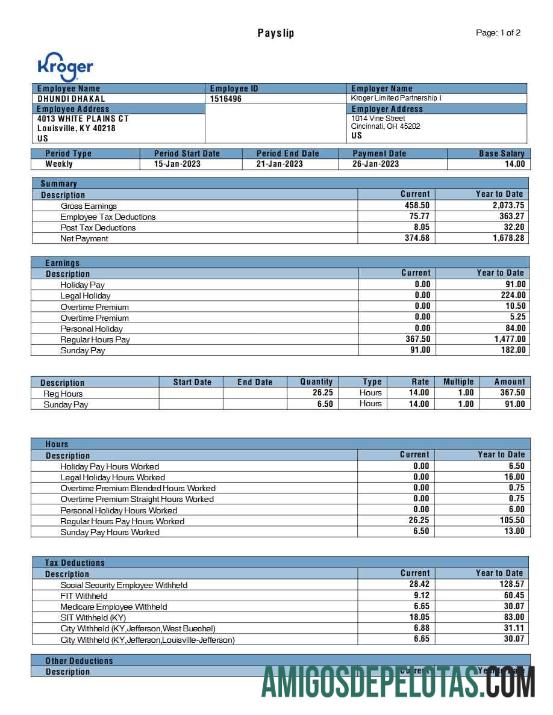 Em branco Modelo de recibo de pagamento de mercearia Kroger em formatos Word e PDF.pdf, 1